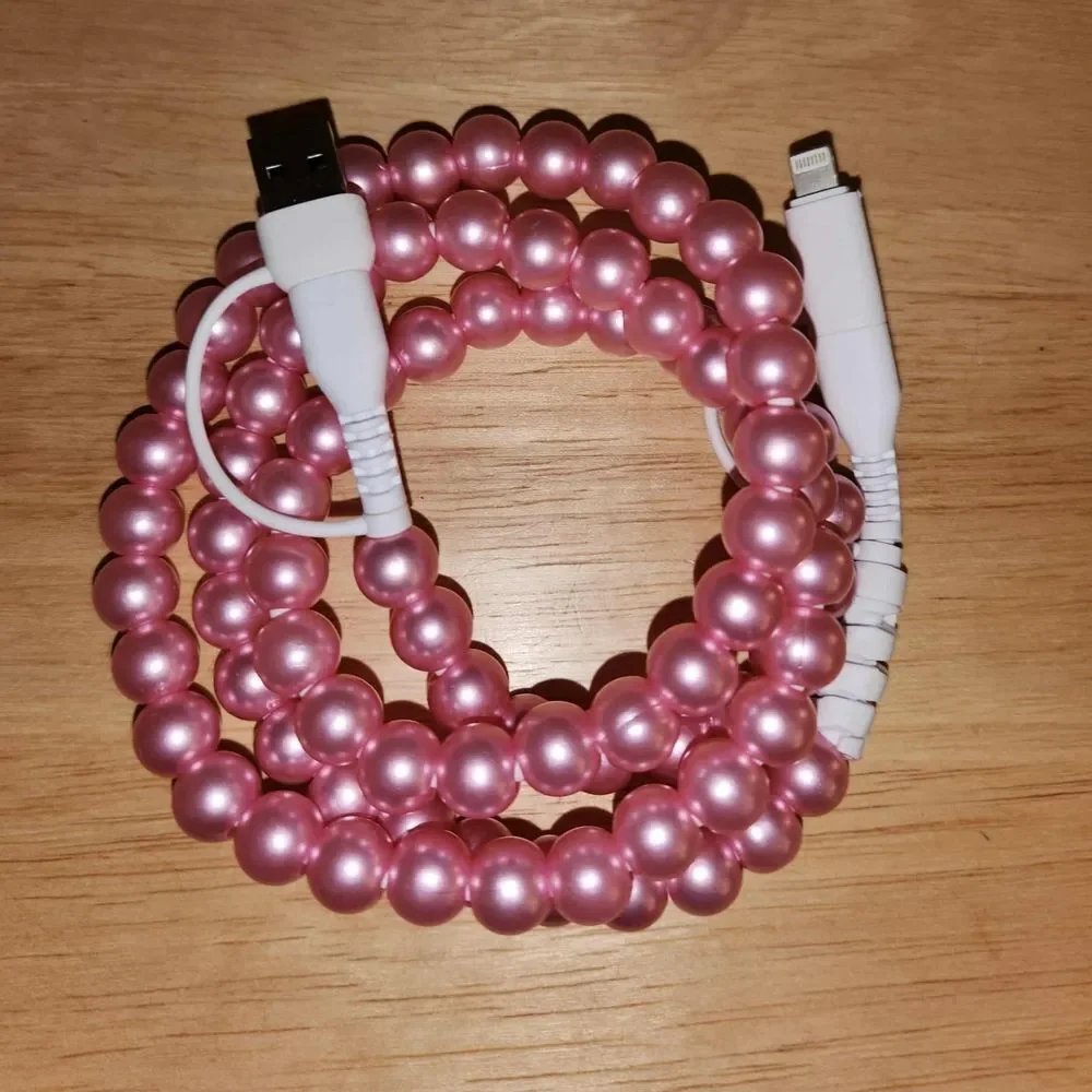 NEW! 2 in 1 USB Charging Cable - Beaded Assorted Colors - 3 Ft.